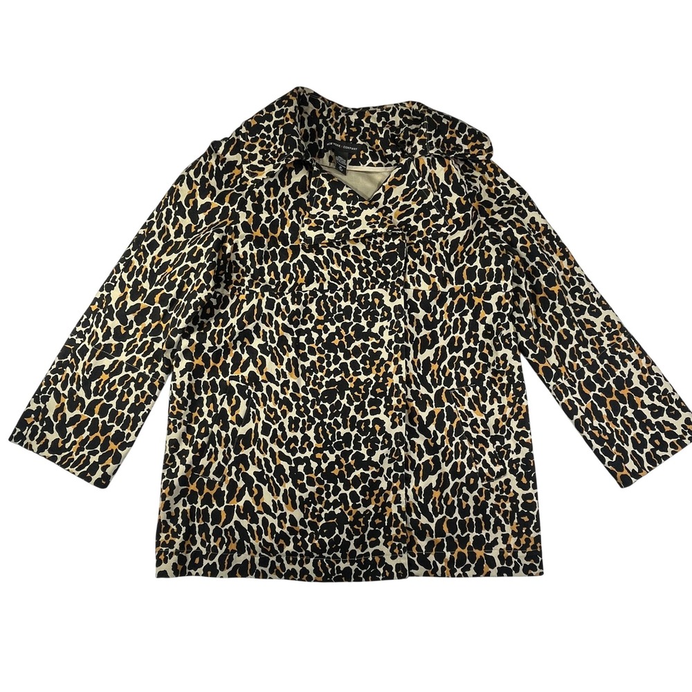 NEW YORK‎ & COMPANY Cheetah Print Blazer Womens M Button Front Pockets Jacket